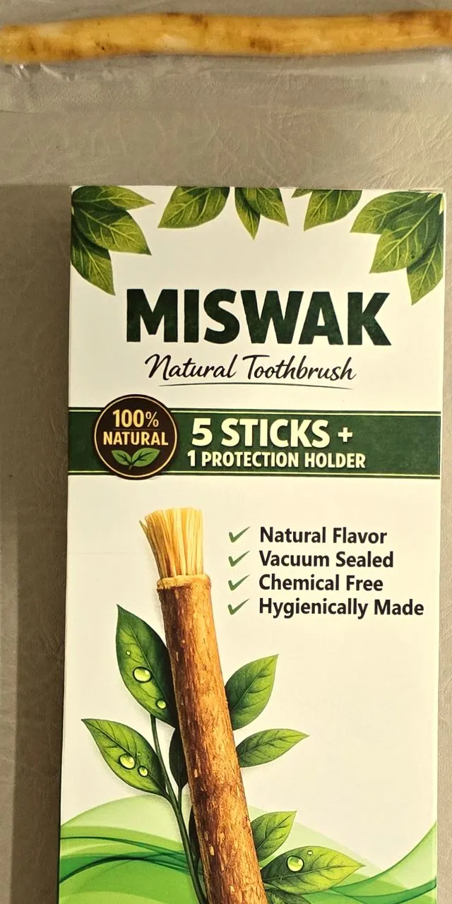 Orawak miswak retail carton with botanical illustration