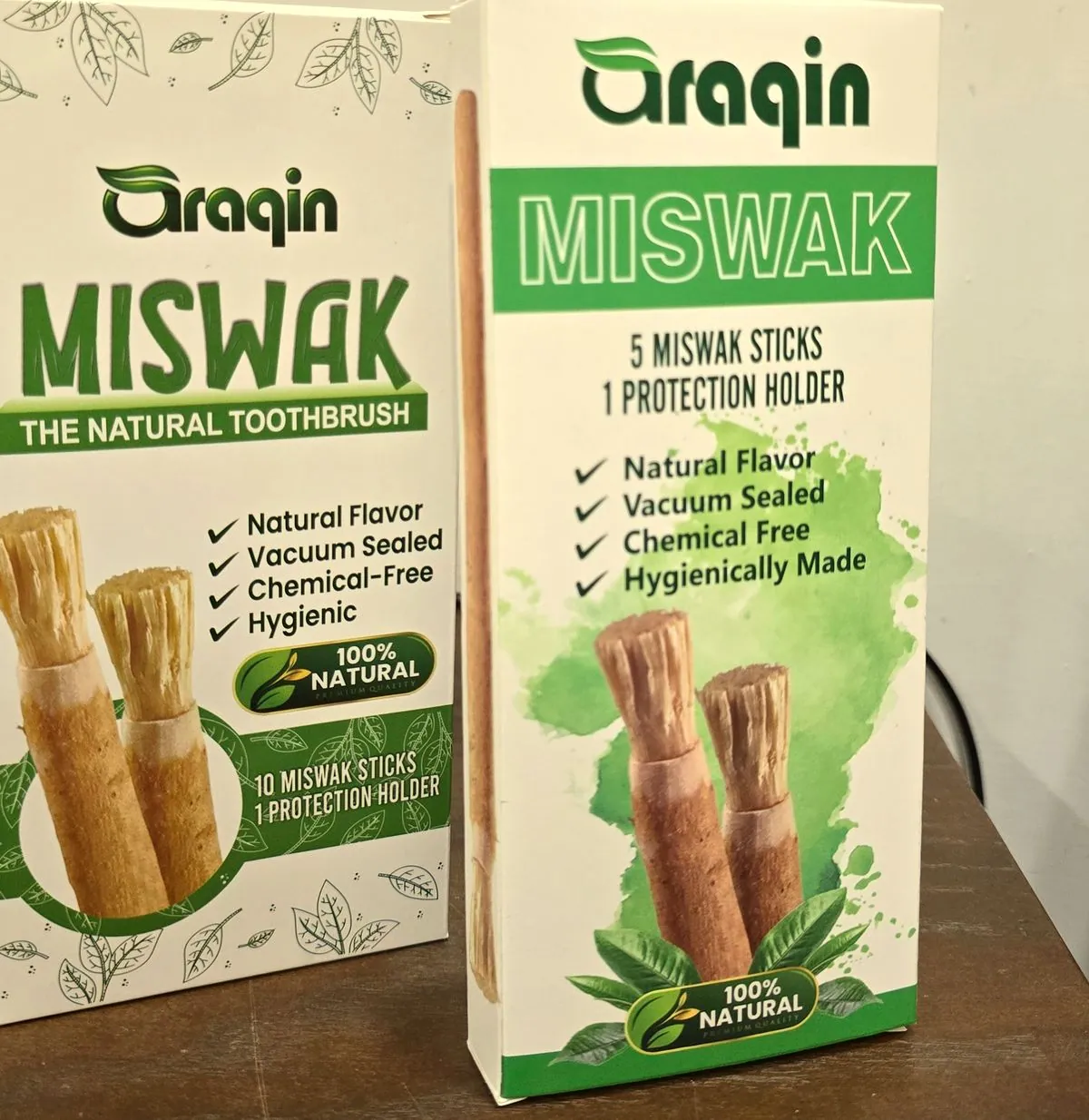 Two retail cartons of the same brand shown side by side, a five-stick kit and a ten-stick kit